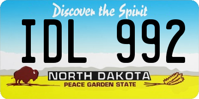 ND license plate IDL992