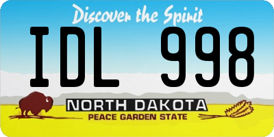 ND license plate IDL998