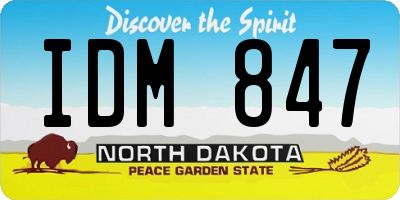 ND license plate IDM847