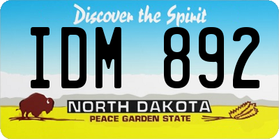 ND license plate IDM892