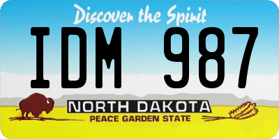 ND license plate IDM987