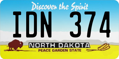 ND license plate IDN374