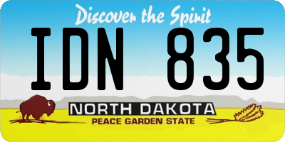 ND license plate IDN835