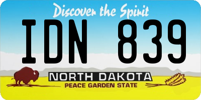 ND license plate IDN839