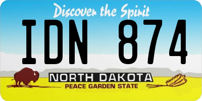 ND license plate IDN874