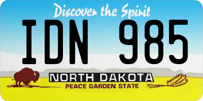 ND license plate IDN985