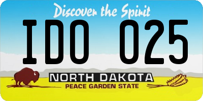 ND license plate IDO025