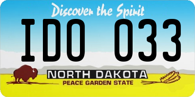 ND license plate IDO033