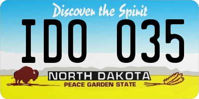 ND license plate IDO035