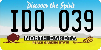 ND license plate IDO039