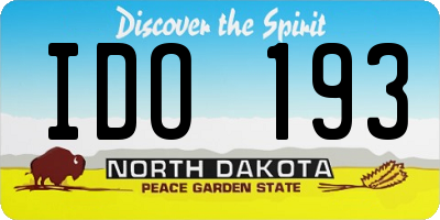 ND license plate IDO193
