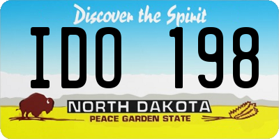 ND license plate IDO198