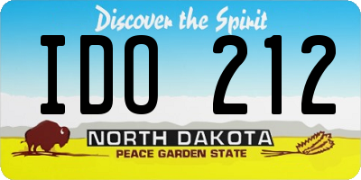 ND license plate IDO212