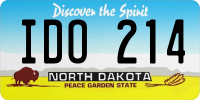 ND license plate IDO214