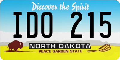 ND license plate IDO215