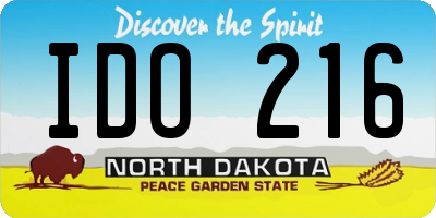 ND license plate IDO216