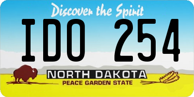 ND license plate IDO254