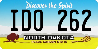 ND license plate IDO262