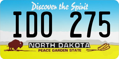 ND license plate IDO275