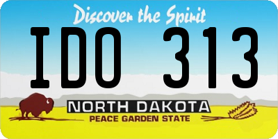 ND license plate IDO313