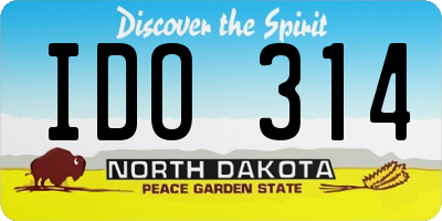 ND license plate IDO314