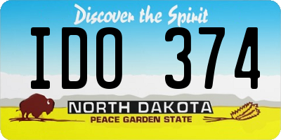 ND license plate IDO374