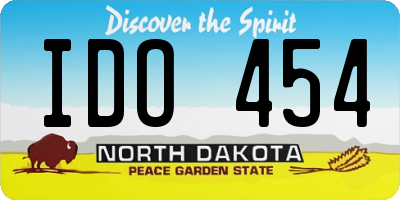 ND license plate IDO454