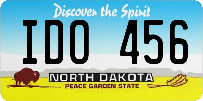 ND license plate IDO456