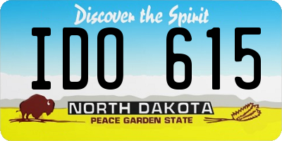 ND license plate IDO615