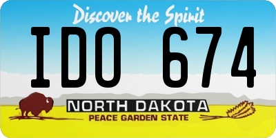 ND license plate IDO674