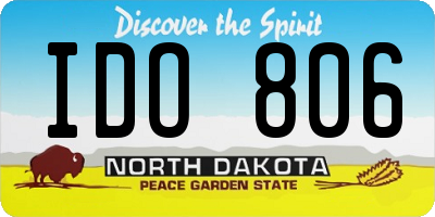 ND license plate IDO806