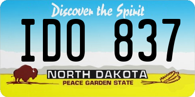 ND license plate IDO837