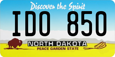 ND license plate IDO850