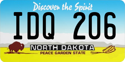 ND license plate IDQ206