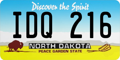 ND license plate IDQ216