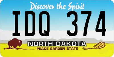 ND license plate IDQ374