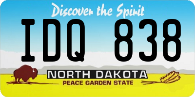 ND license plate IDQ838