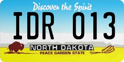 ND license plate IDR013