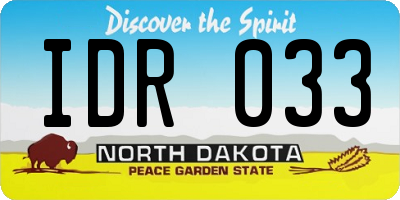 ND license plate IDR033