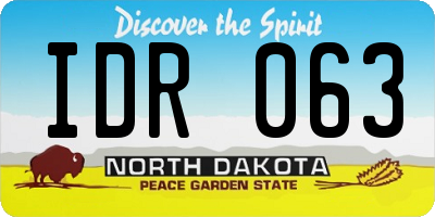 ND license plate IDR063
