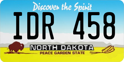 ND license plate IDR458