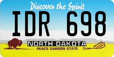 ND license plate IDR698