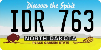 ND license plate IDR763