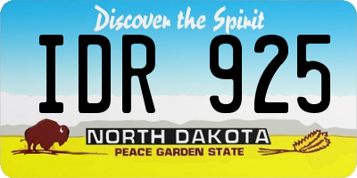 ND license plate IDR925