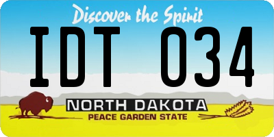 ND license plate IDT034