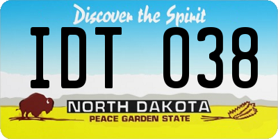 ND license plate IDT038