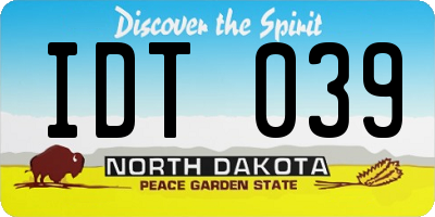 ND license plate IDT039