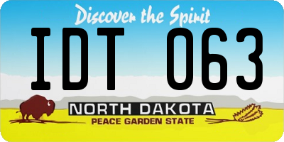 ND license plate IDT063