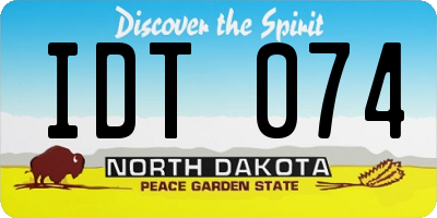 ND license plate IDT074