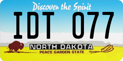 ND license plate IDT077